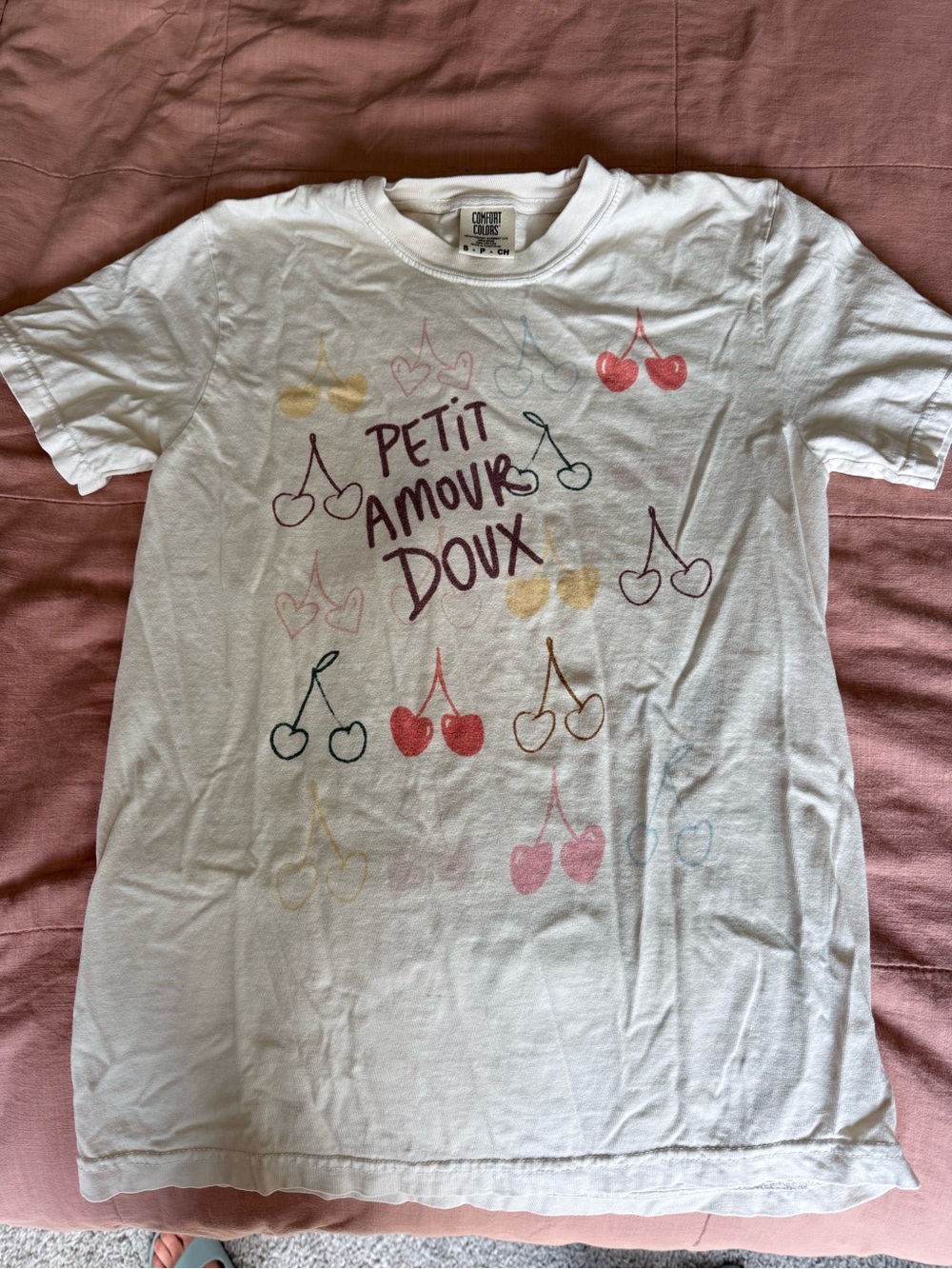 Comfort Colors Off-White Graphic Tee with Subtle Pastel Print